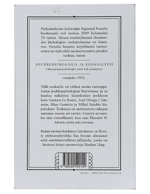 Joukkopsykologia ja egoanalyysi - Freud, Sigmund - Tietokirjat ja oppaat - 10105442133 - 1