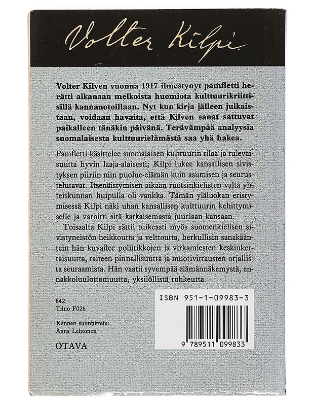 KANSALLISTA ITSETUTKISTELUA - KILPI, VOLTER - Historiakirjat - 10105442247 - 1