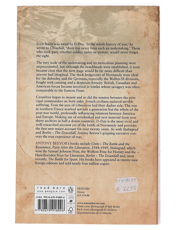 D-day : the battle for Normandy - Antony Beevor - Tietokirjat - 10105442520 - 1