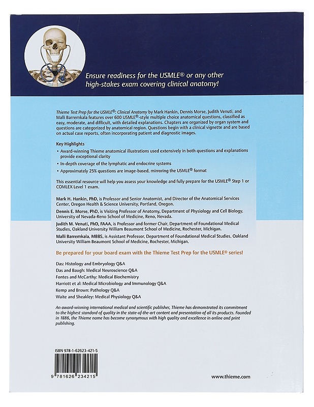 Clinical Anatomy Q&A. Thieme Test Prep for the USMLE - Mark H. Hankin - Tietokirjat ja oppaat - 10105442703 - 1