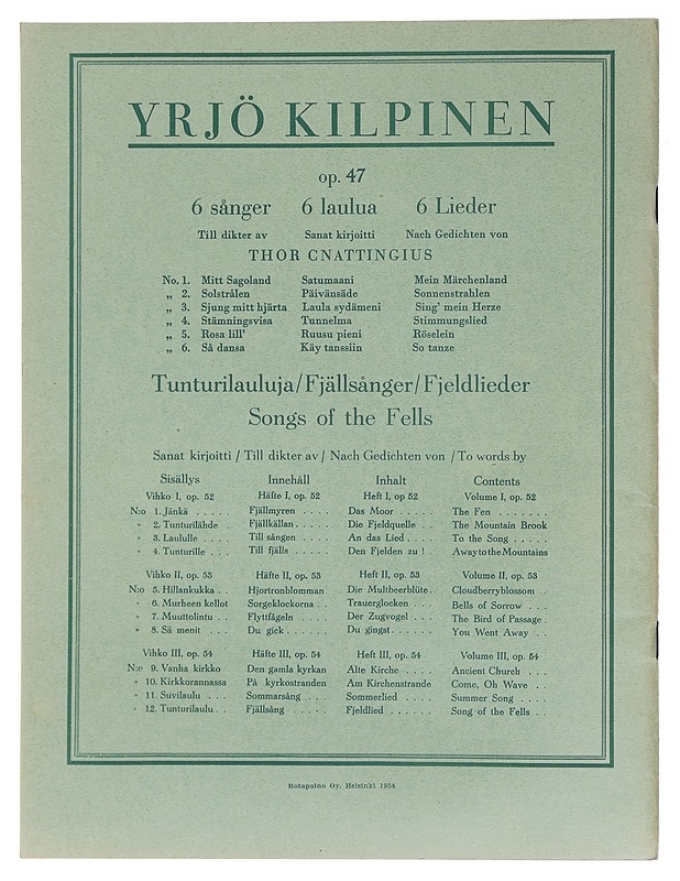 Kanteletar-lauluja/lieder : vihko 7. - Yrjö Kilpinen - Musiikki- ja elokuvakirjat - 10105442750 - 1