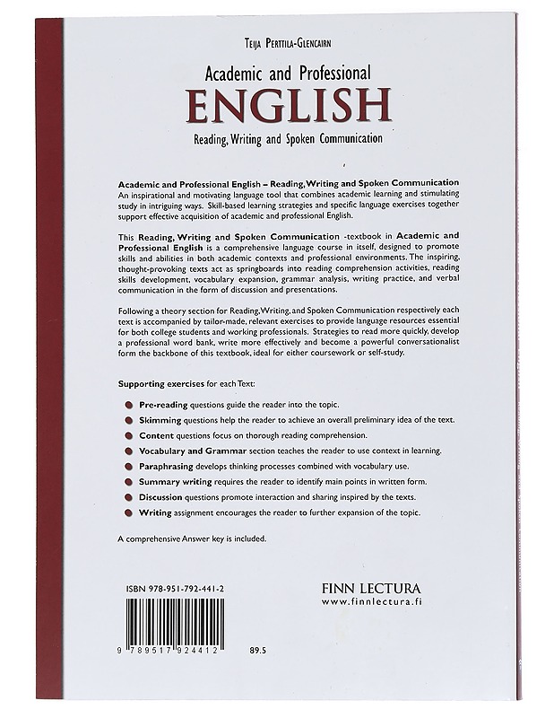 Academic and professional English : reading, writing and spoken communication - Teija Perttila-Glencairn - Tietokirjat ja oppaat - 10105443056 - 1