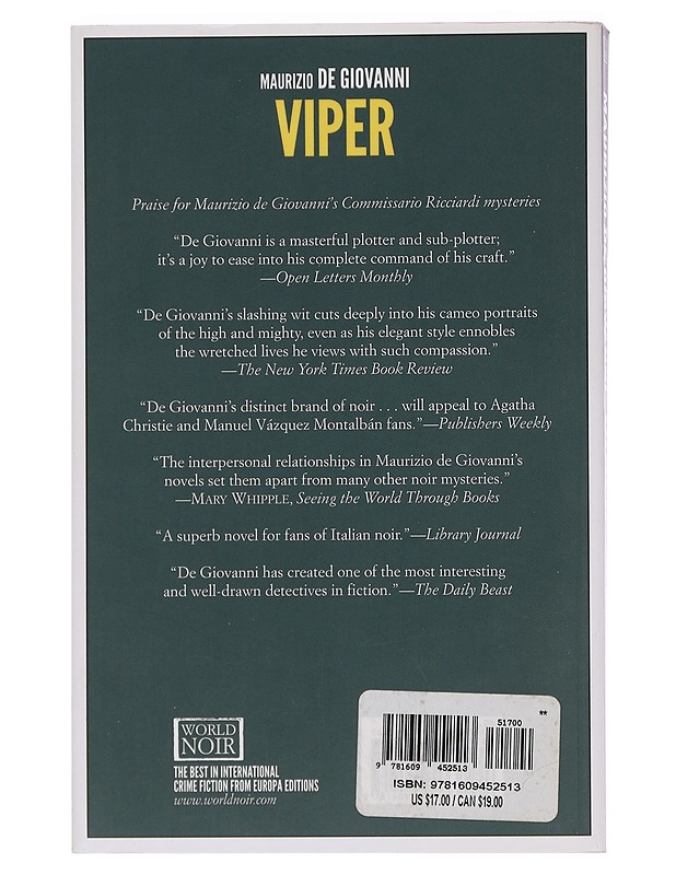 Viper : No Resurrection for Commissario Ricciardi - Maurizio de Giovanni - Romaanit ja novellit - 10105443232 - 1
