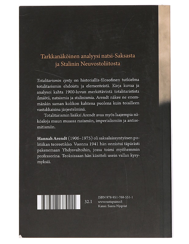 Totalitarismin synty - Arendt, Hannah - Historiakirjat - 10105443258 - 1