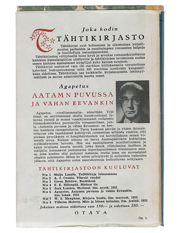 Agapetus : Aatamin puvussa ja vähän Eevankin : kevyt romaani - Romaanit ja novellit - 10105443272 - 1