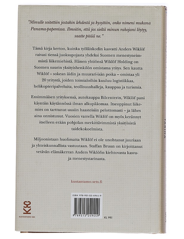 Muurarin pojasta miljonääriksi : Anders Wiklöfin tarina - Bruun, Staffan - Elämäkerrat ja muistelmat - 10105443354 - 1