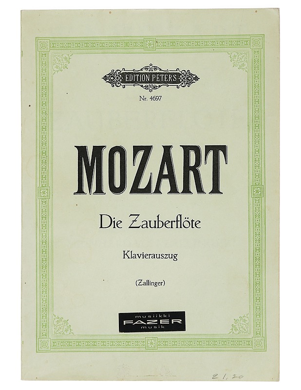 Die Zauberflöte - W. A. Mozart - Musiikki- ja elokuvakirjat - 10105443415 - 0