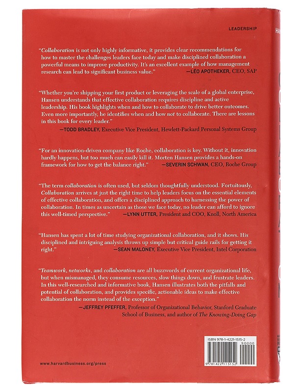 Collaboration : how leaders avoid the traps, create unity and reap big results - Morten T. Hansen - Tietokirjat ja oppaat - 10105443616 - 1