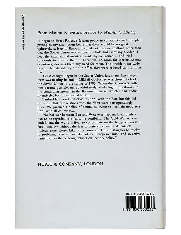 Witness to History.  The Memoirs of Mauno Koivisto, President of Finland 1982-1994 - Mauno Koivisto - Elämäkerrat ja muistelmat - 10105443619 - 1