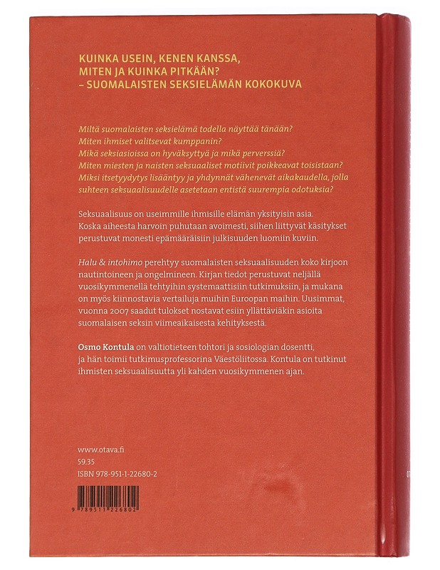 Halu & intohimo : tietoa suomalaisesta seksistä - Kontula, Osmo - Tietokirjat ja oppaat - 10105443624 - 1