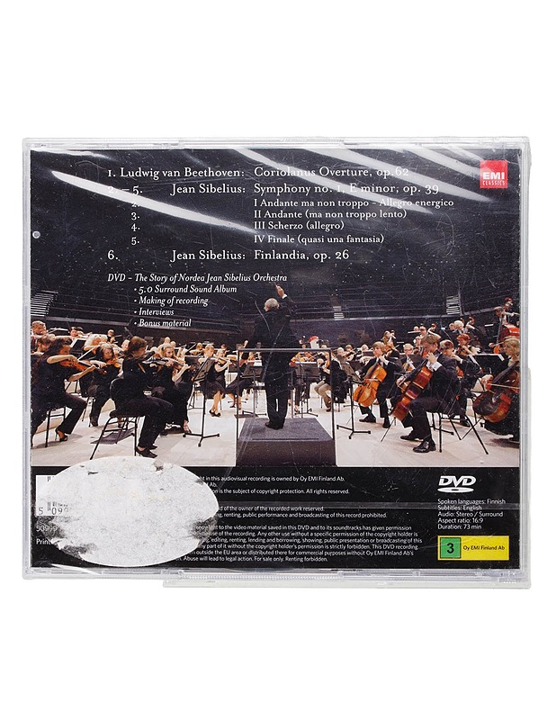 Nordea Jean Sibelius Orchestra et Jukka-Pekka Saraste - Beethoven: Coriolanus Overture, Sibelius: Symphony no. 1, Finlandia - CD + DVD - CD-levyt - 10105443646 - 1