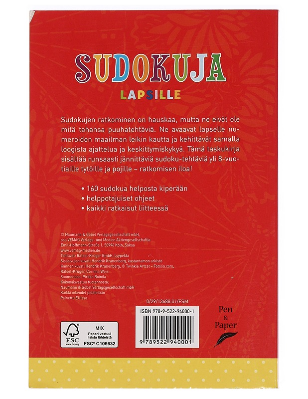 Sudokuja lapsille - Pen & Paper (yhtiö) - Lastenkirjat - 10105443664 - 1
