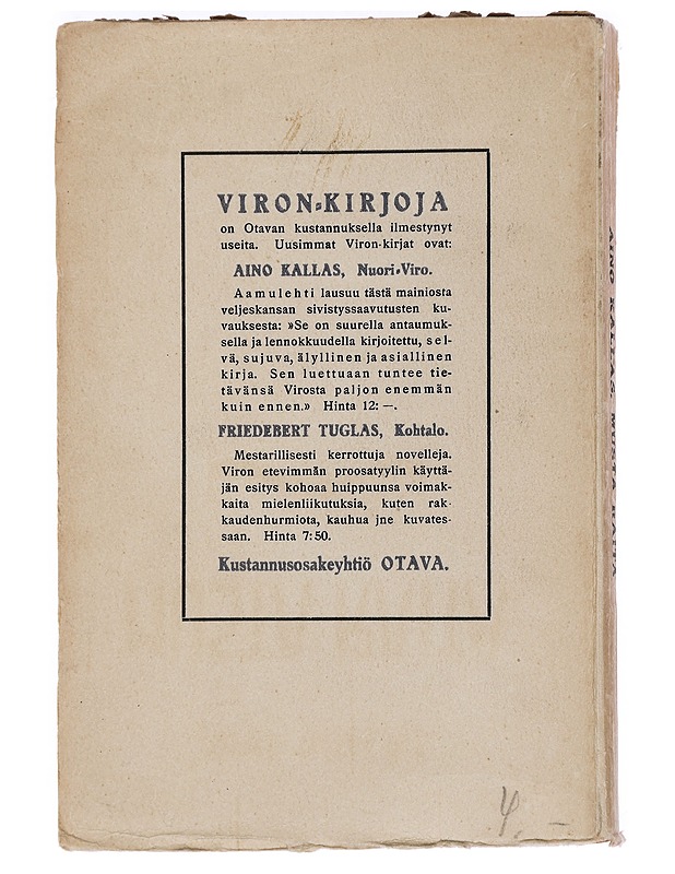 Musta Raita- Valikoima virolaisaiheisia Novelleja 1904-1914 - Kaunokirjallisuus - 10105444199 - 1