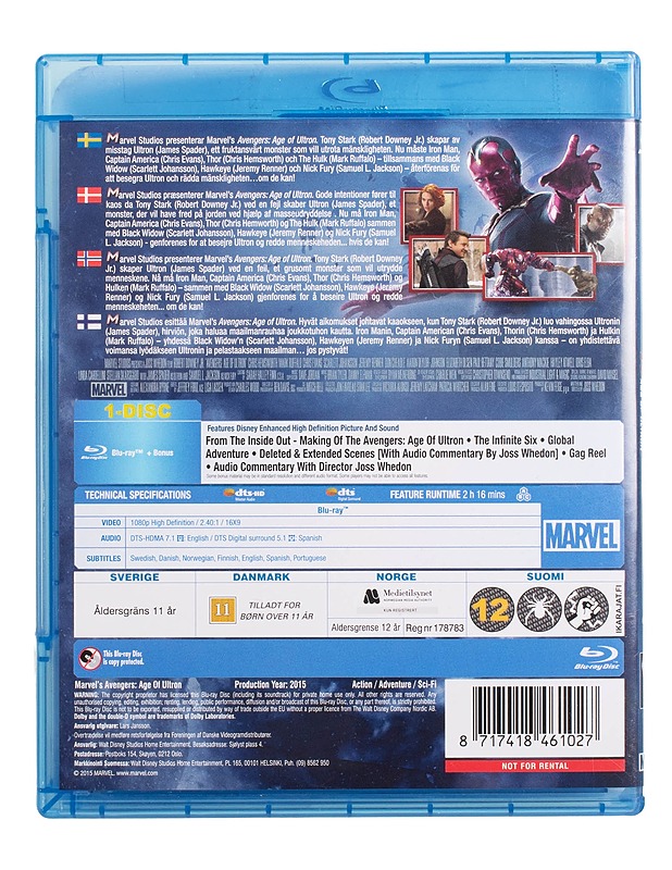 Avengers: Age Of Ultron -Blu-Ray - Blu-ray-levyt - 10105444201 - 1