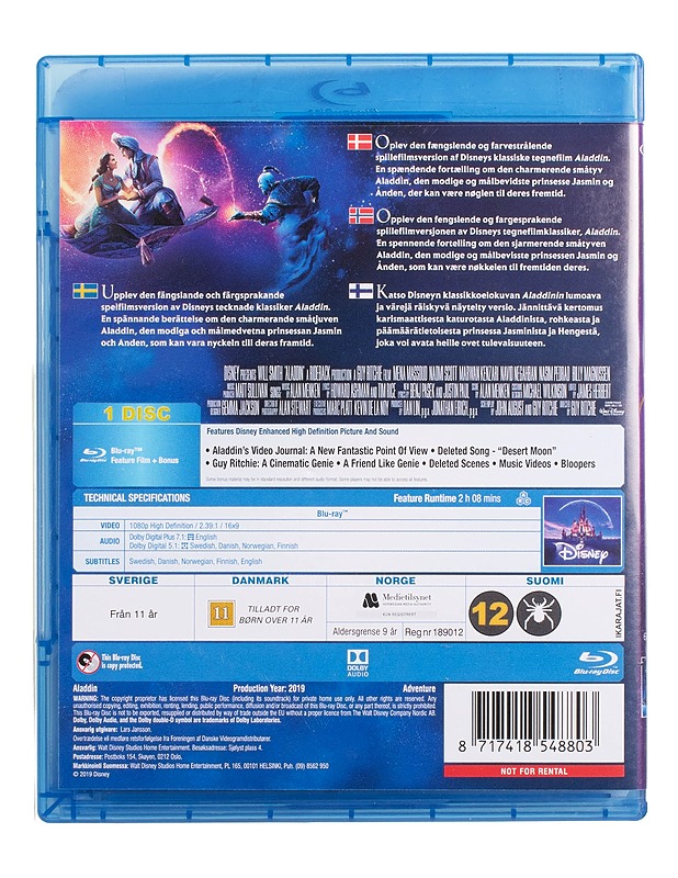 Aladdin - Blu-ray - Blu-ray-levyt - 10105444254 - 1