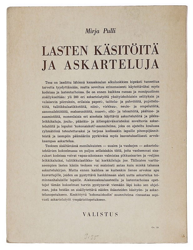 Lasten käsitöitä ja askarteluja - Pulli, Mirja - Tietokirjat ja oppaat - 10105444309 - 1