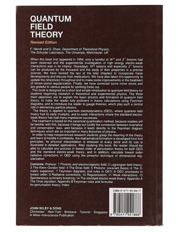 Quantum field theory - Mandl, F. - Tietokirjat ja oppaat - 10105444574 - 1