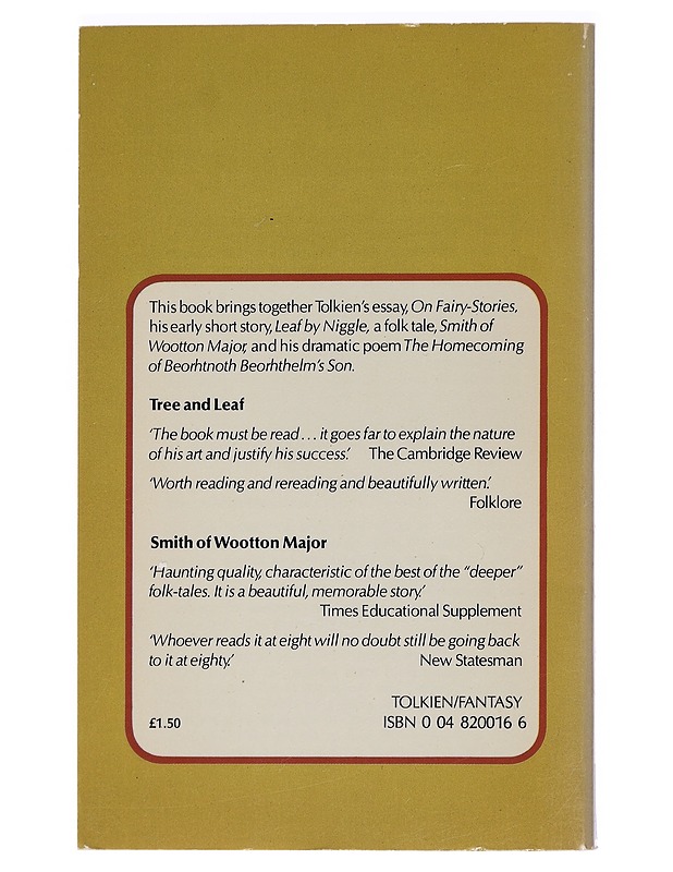 Tree and  Leaf ; Smith of Wootton Major ; The Homecoming of Beorhtnoth - Tolkien, J. R. R. - Fantasia- ja scifi - 10105444719 - 1