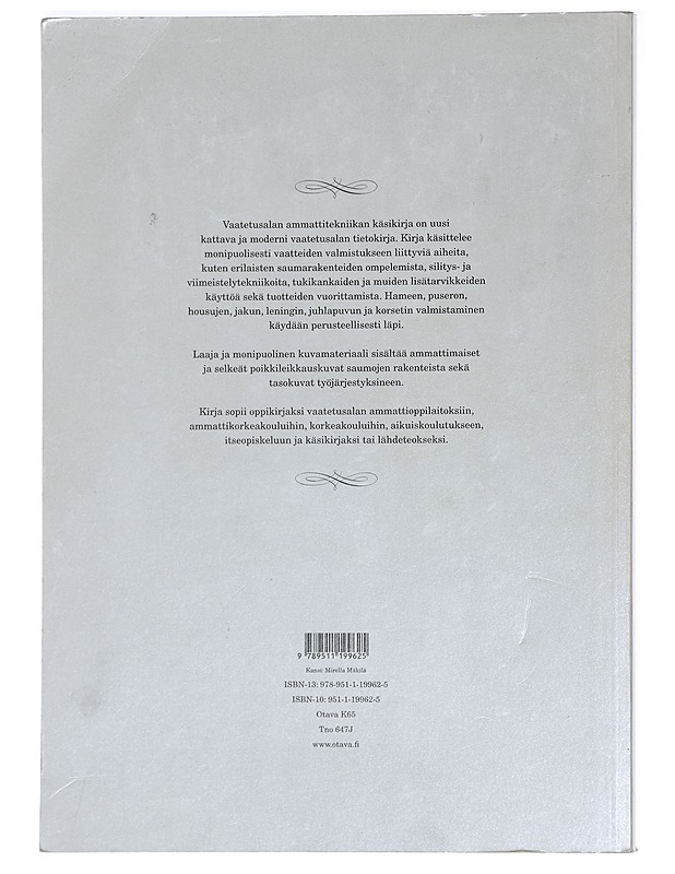 Vaatetusalan ammattitekniikan käsikirja - Ylönen, Hanna - Tietokirjat ja oppaat - 10105444745 - 1