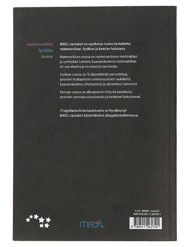MAOL-taulukot : matematiikka, fysiikka, kemia - Seppänen, Raimo - Tietokirjat ja oppaat - 10105444767 - 1