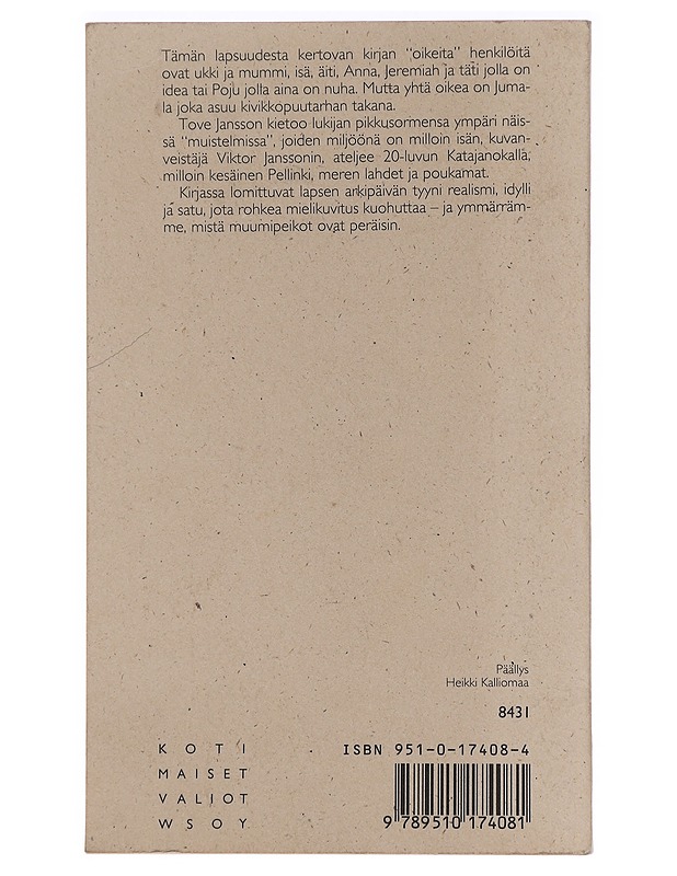 Kuvanveistäjän tytär - Jansson, Tove - Elämäkerrat ja muistelmat - 10105444805 - 1