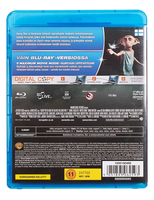 Harry Potter Ja Kuoleman Varjelukset osa 1 - Blu-ray + DVD - Blu-ray-levyt - 10105444952 - 1