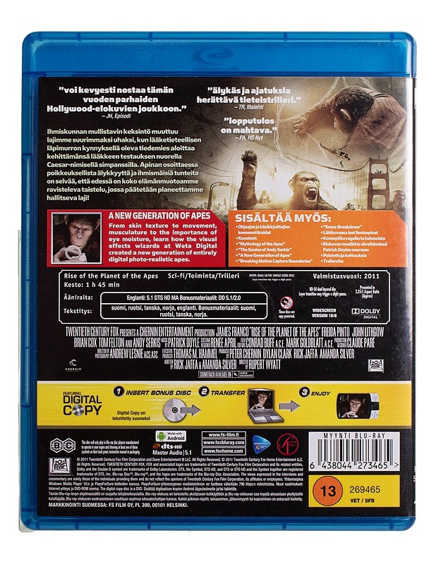 Apinoiden Planeetan Synty - Blu-Ray - Blu-ray-levyt - 10105445009 - 1