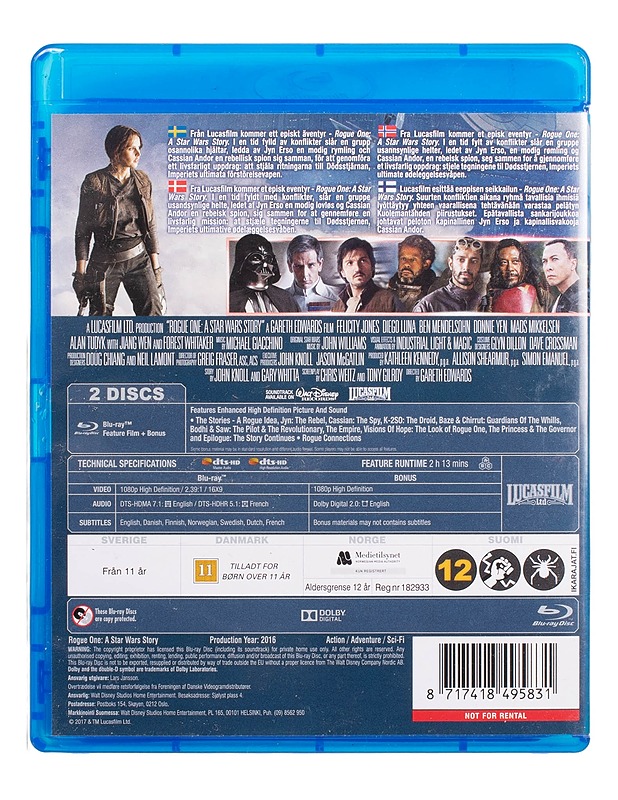 Rogue One: A Star Wars Story - Blu-Ray - Blu-ray-levyt - 10105445040 - 1