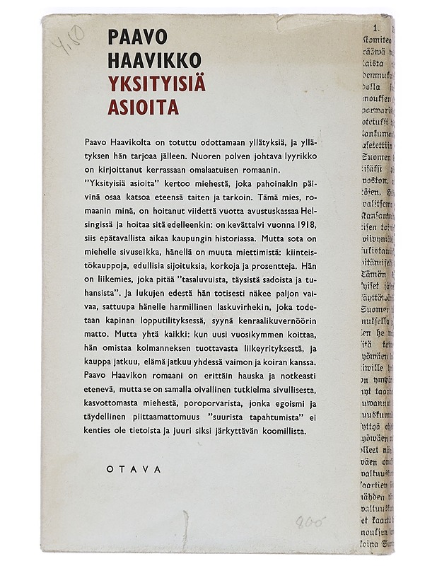 Yksityisiä asioita - Haavikko, Paavo - Romaanit ja novellit - 10105445122 - 1