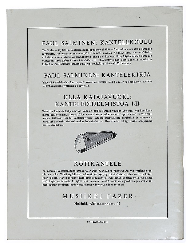 Kantelekoulu - Paul Salminen - Musiikki- ja elokuvakirjat - 10105445124 - 1
