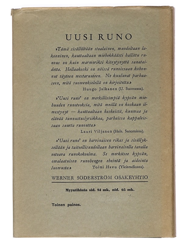 Uusi runo - Hellaakoski, Aaro - Runot ja näytelmät - 10105445279 - 1