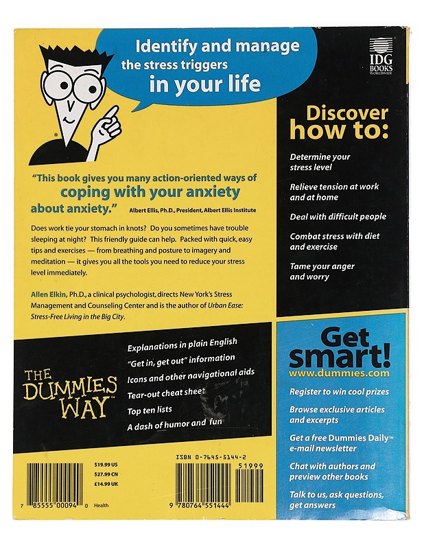 Stress Management for Dummies - Allen Elkin - Harrastekirjat - 10105445485 - 1