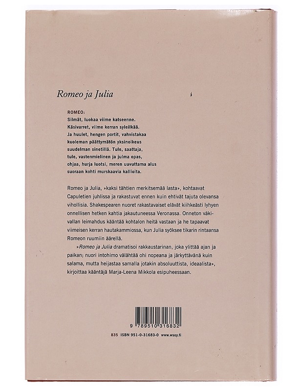 Romeo ja Julia - William Shakespeare - Kaunokirjallisuus - 10105446185 - 1