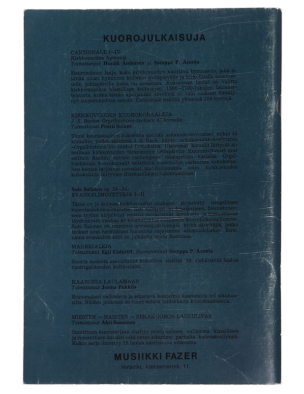Kuorokirja 3 - Sekakuorolauluja seitsemältä vuosisadalta - Musiikki- ja elokuvakirjat - 10105446377 - 1