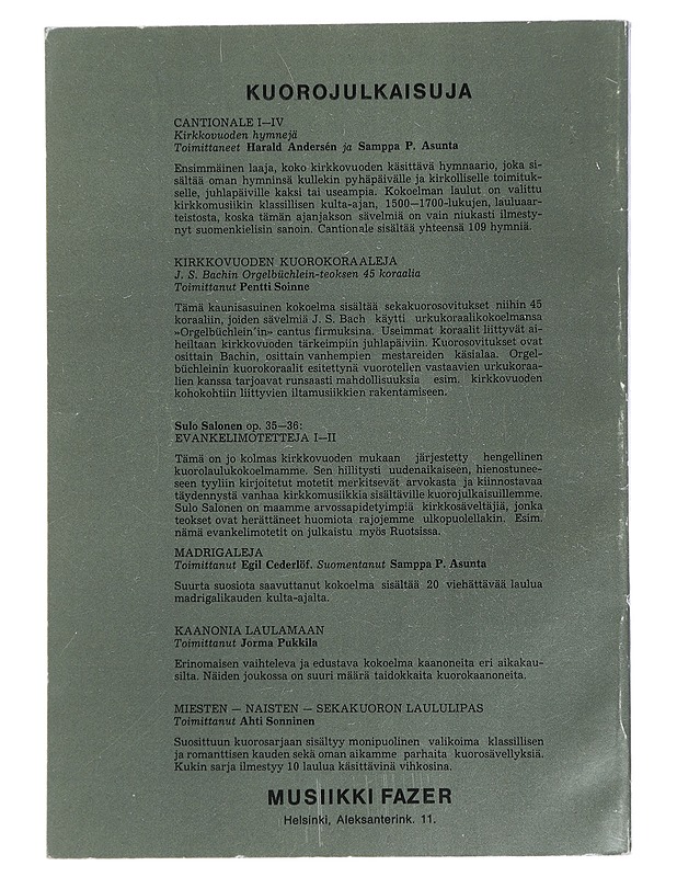 Kuorokirja 4 : sekakuorolauluja seitsemältä vuosisadalta - Sipilä, Eero ; Pukkila, Jorma - Tietokirjat ja oppaat - 10105446395 - 1