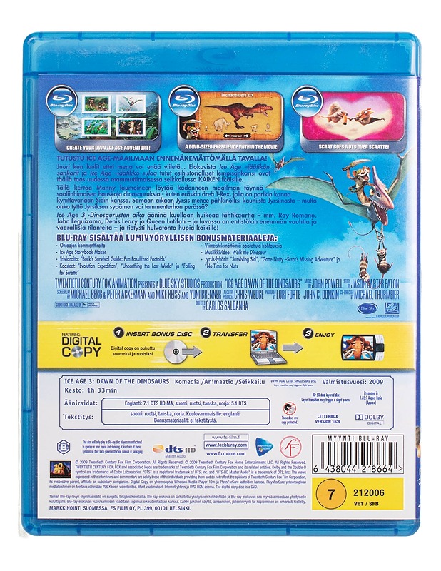 Ice Age 3: Dinosaurusten Aika - Blu-Ray + DVD + Digitaalinen Kopio - Blu-ray-levyt - 10105446432 - 1