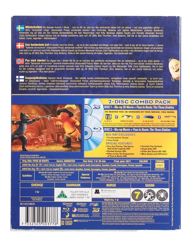 Puss In Boots - Blu-ray - Blu-ray-levyt - 10105446481 - 1