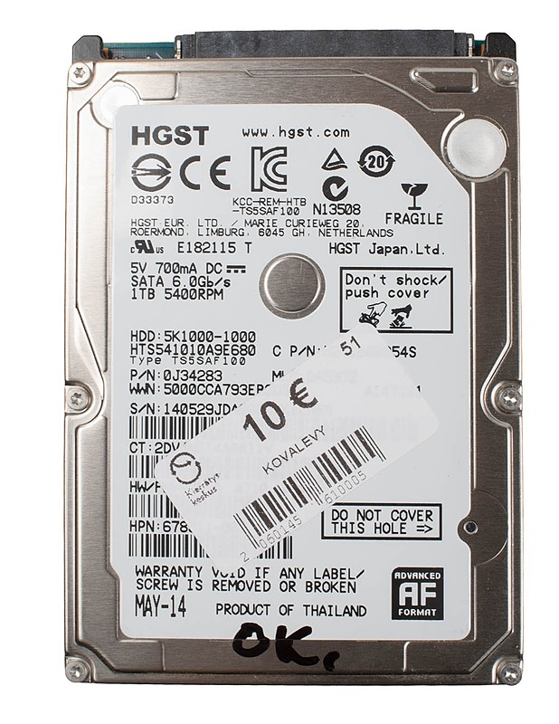 HGST HTS541010A9E680 kiintolevy - Tietokoneet - 10105446795 - 0