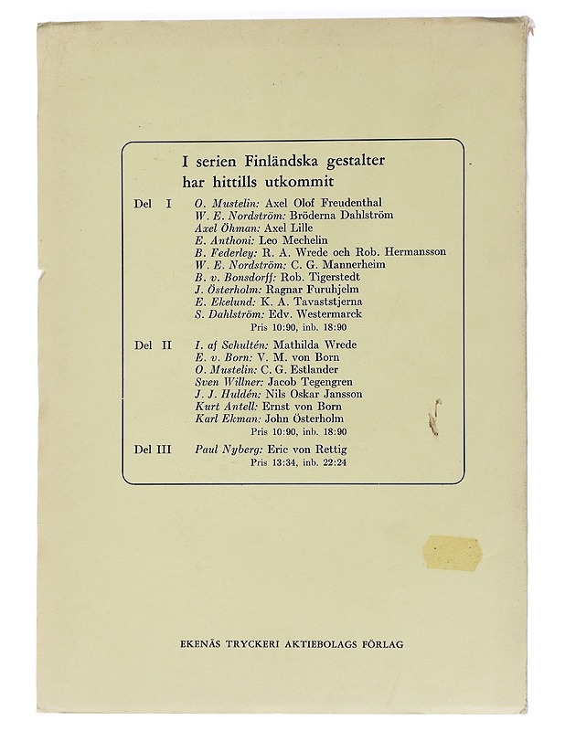 Eric von rettig : Finländska gestalter III - Paul Nyberg - Historiakirjat - 10105446857 - 1