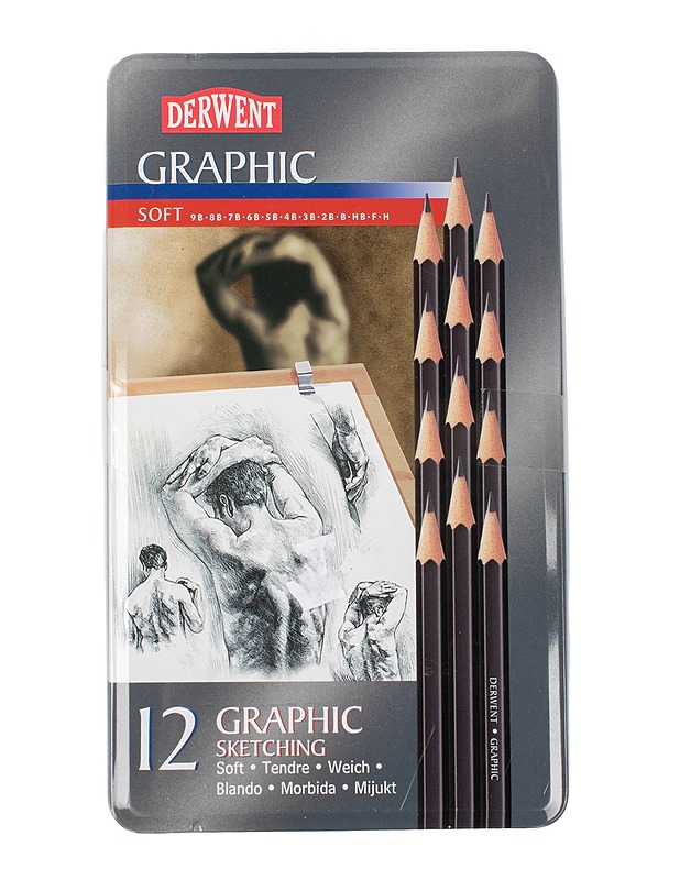 DERWENT Graphic Soft puukyniä peltirasiassa - Askartelu - 10105446876 - 0