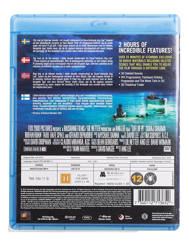 Life Of Pi 3D - Blu-Ray - Blu-ray-levyt - 10105446907 - 1