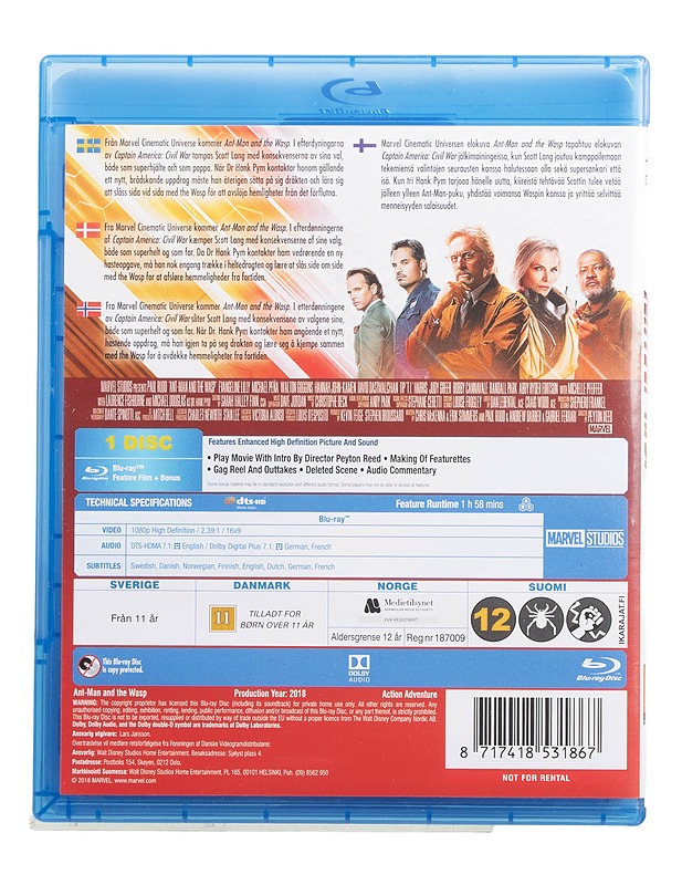 Ant-Man and the Wasp - Blu-ray - Blu-ray-levyt - 10105447025 - 1