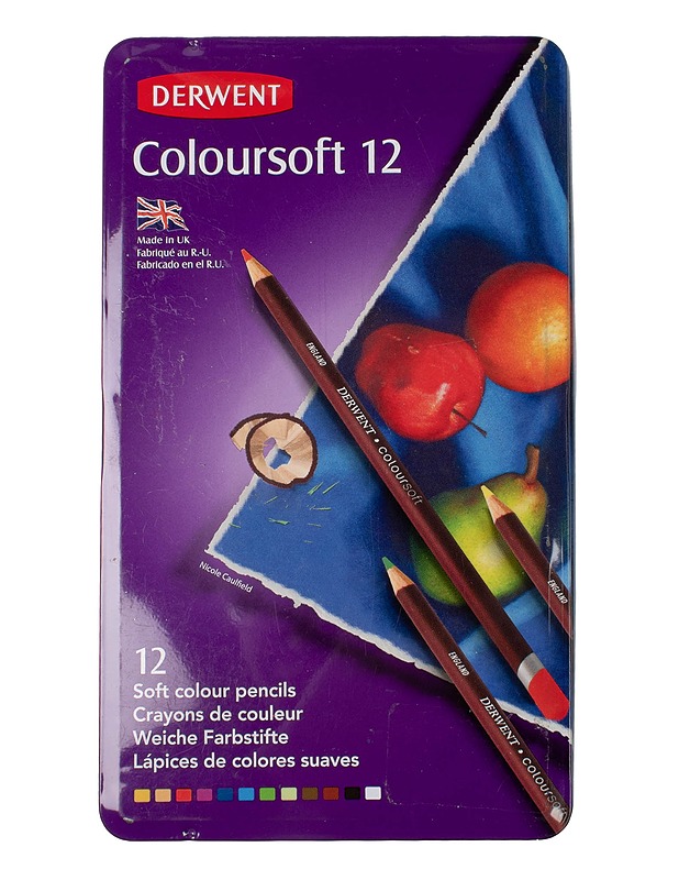 DERWENT Coloursoft puuvärikynät peltirasiassa, 12 kpl - Askartelu - 10105447051 - 0