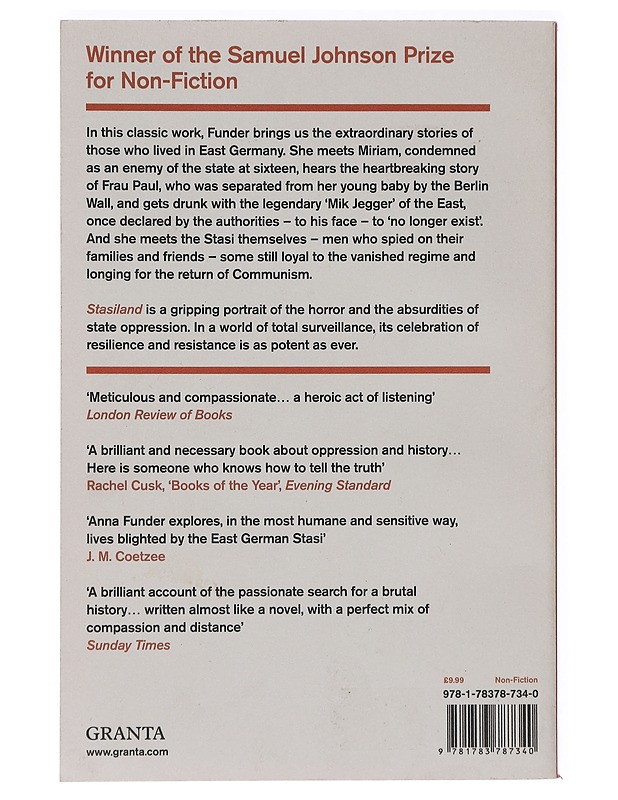 Stasiland - Stories from Behind the Berlin Wall - Anna Funder - Historiakirjat - 10105447119 - 1