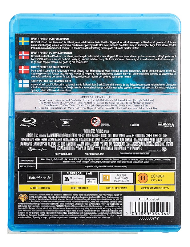 Harry Potter and the order of the phoenix - Blu-Ray - Blu-ray-levyt - 10105447220 - 1