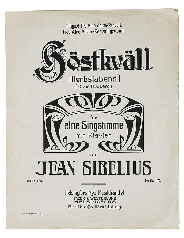 Söstkväll (Herbstabend) eine Singstimme - Musiikki- ja elokuvakirjat - 10105447358 - 0