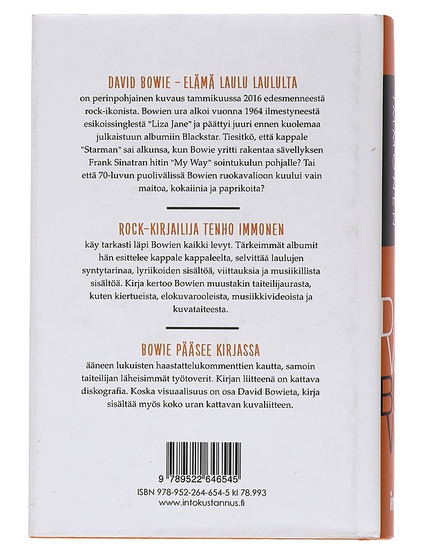 David Bowie : elämä laulu laululta - Immonen, Tenho - Elämäkerrat ja muistelmat - 10105447561 - 1