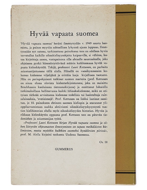 Hyvää vapaata suomea - Kettunen, Lauri - Tietokirjat ja oppaat - 10105447677 - 1
