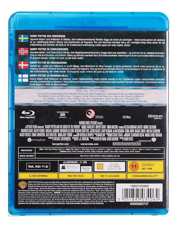 Harry Potter and the order of the phoenix - Blu-Ray - Blu-ray-levyt - 10105447760 - 1