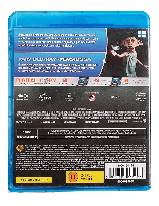 Harry Potter Ja Kuoleman Varjelukset osa 1 - Blu-ray + DVD - Blu-ray-levyt - 10105447786 - 1